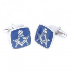 Cufflinks - Blue Rhodium Plated Masonic Cufflinks