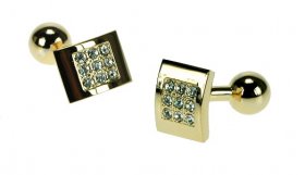 Cufflinks - Gilt & Clear Crystal